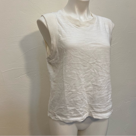 FAHERTY WHITE ORGANIC COTTON SUNWASHED SLUB MUSCLE SUSTAINABLE TANK TOP - Picture 3 of 15